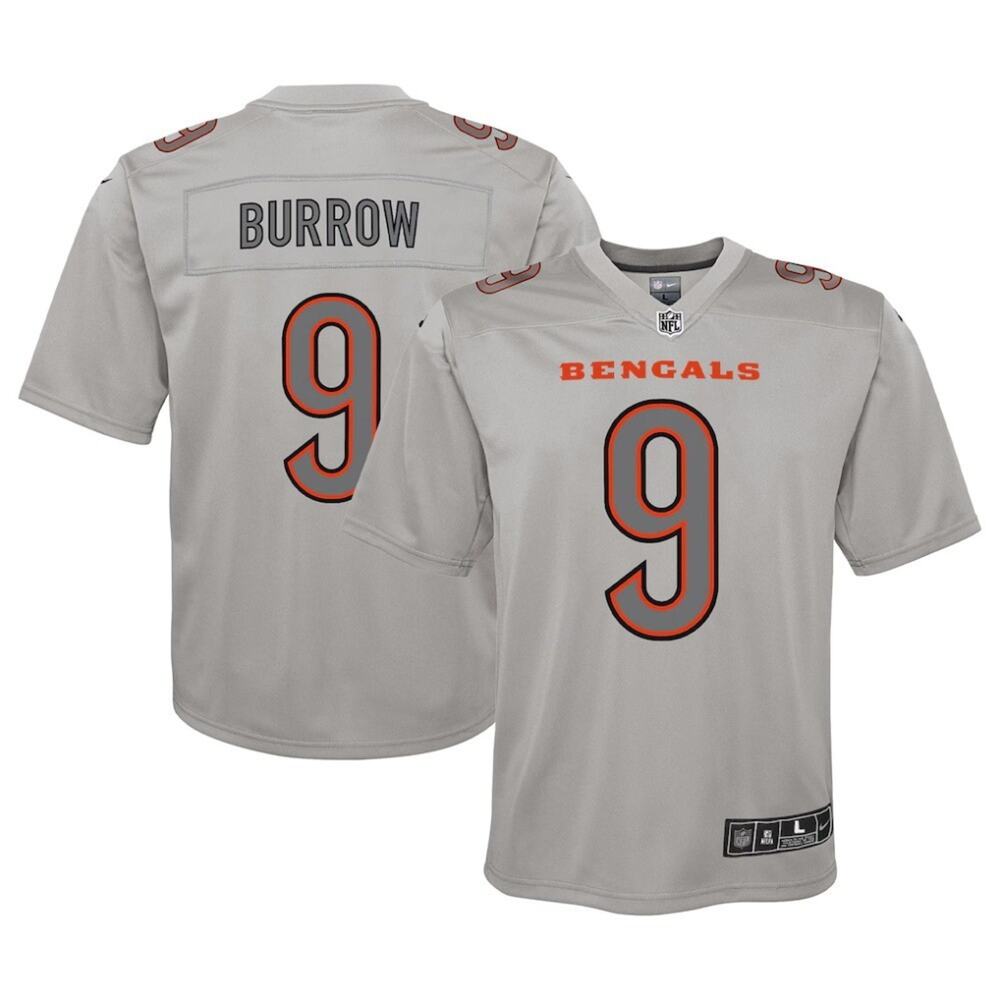 Youth Cincinnati Bengals Joe Burrow Nike Gray Atmosphere Game Jersey - Small 8